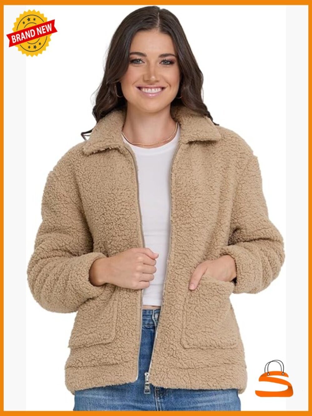 Oversized Sherpa Faux Fur Coat Winter Jacket Womens Plus Size